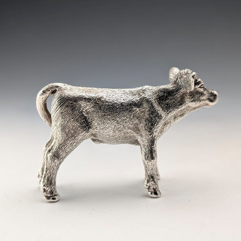 英國純銀微型小牛雕像,140 克,JB Plating Co.